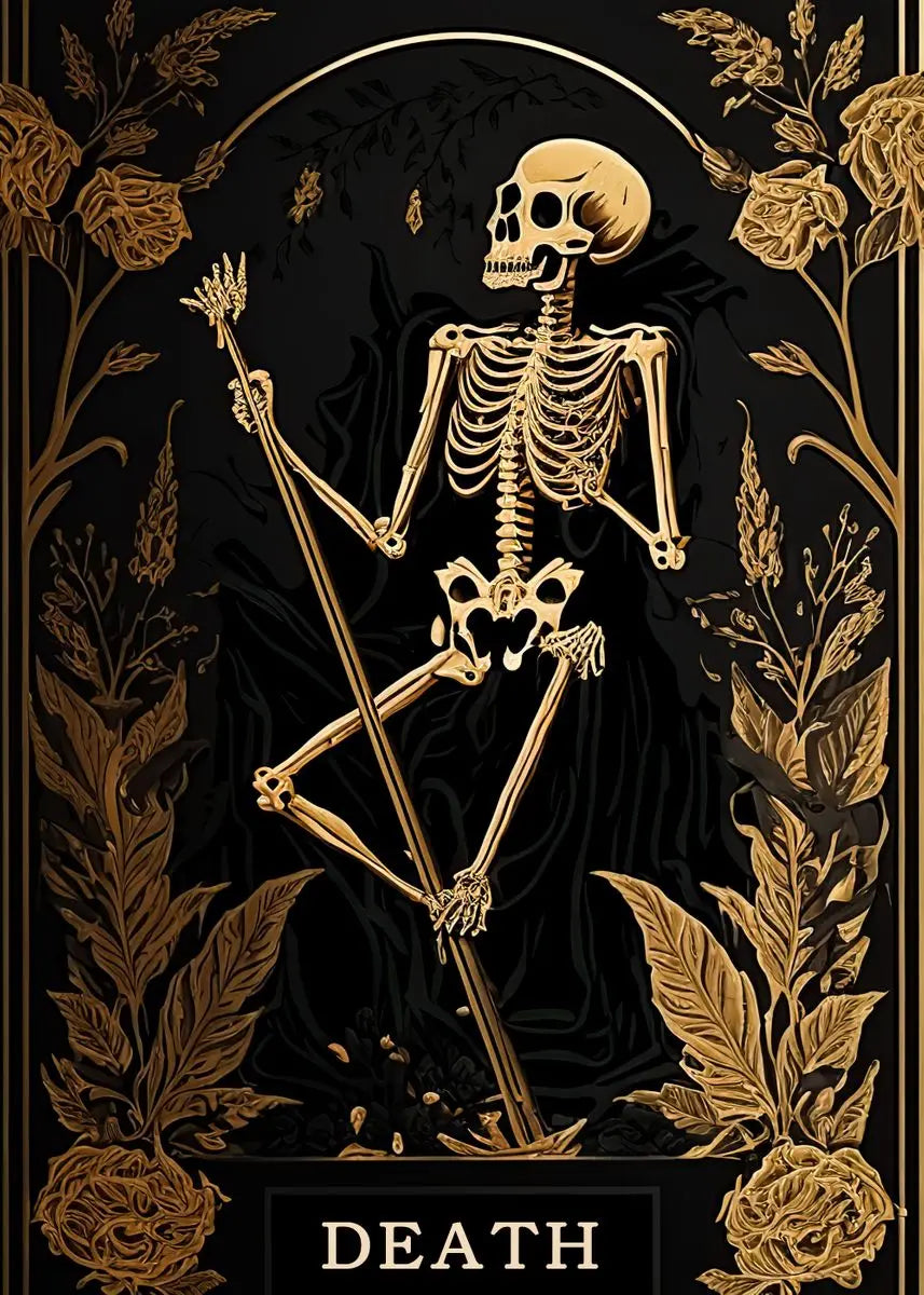 Death Tarot Card Skull Wizard Canvas Wall Art | Gothic Decor