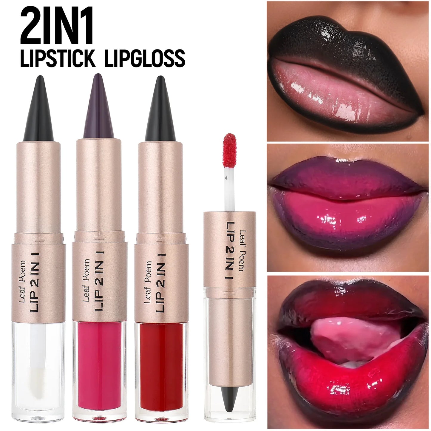 2-in-1 Brown Matte Lip Liner & Lip Gloss Pencil | Waterproof