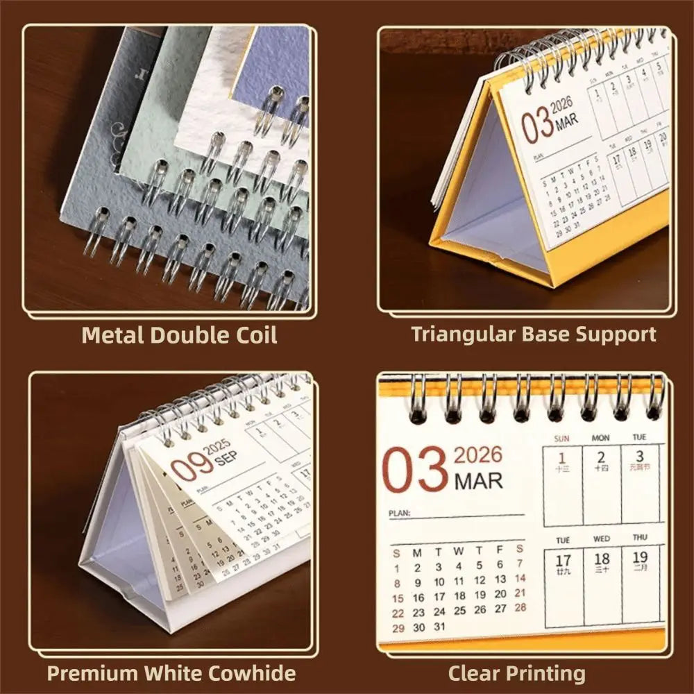 2026 Calendar Desk Calendar Portable Size Simple Style Desktop Display Desktop Decoration Monthly Planner Classroom Use Peaceful Pleasures Health and Wellness