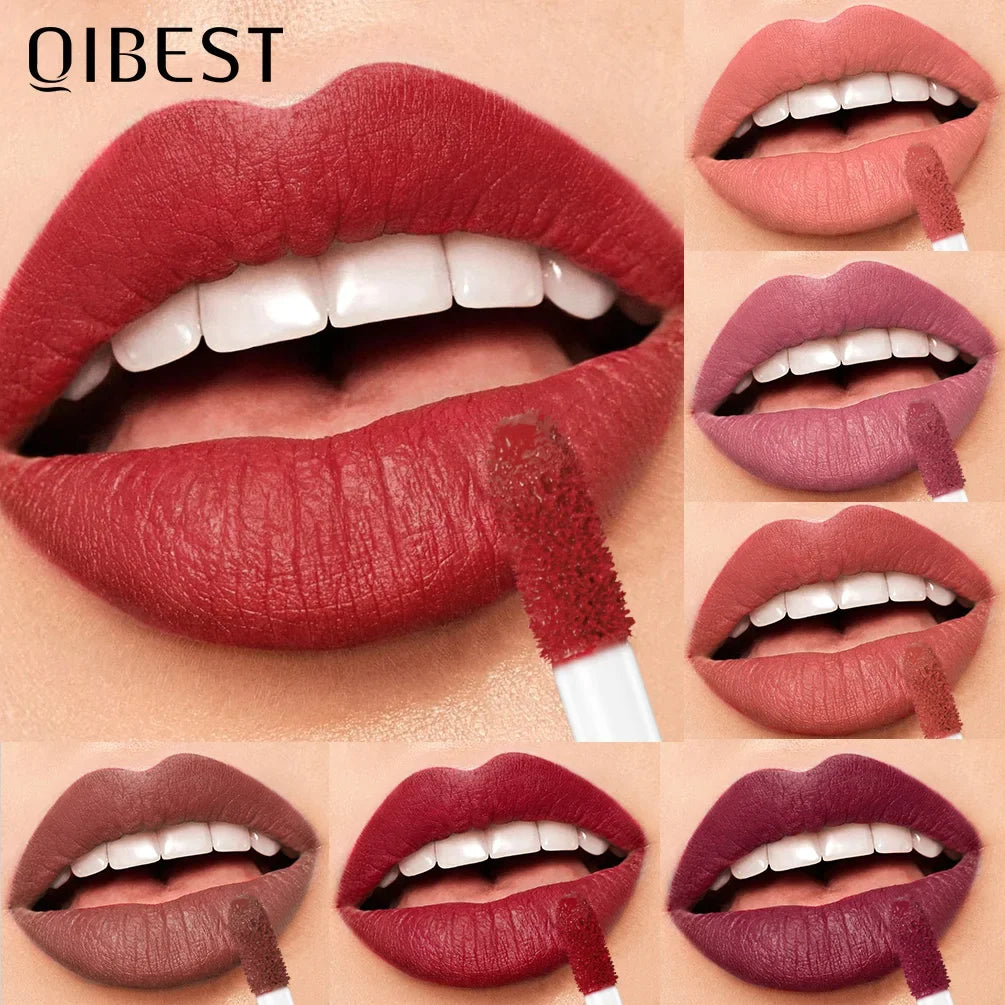 QIBEST Matte Liquid Lipstick Makeup Sets Waterproof Nude Purple Lip Tint Long Lasting Lip Glaze Red Lip Stain Cosmetics Kits Peaceful Pleasures Health and Wellness