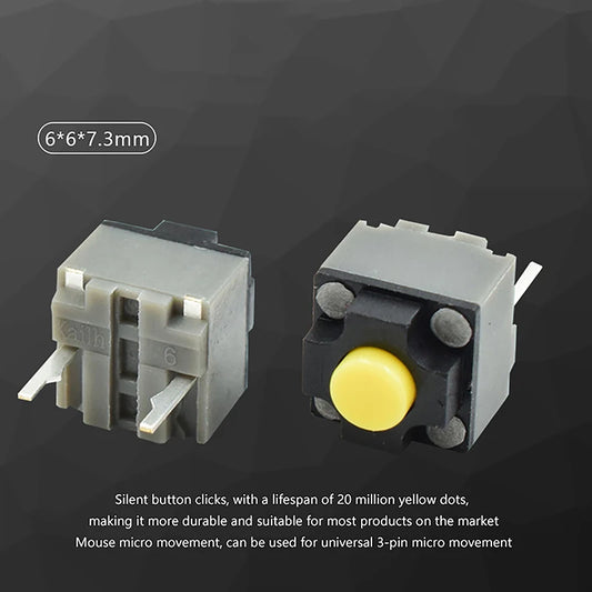 10Pcs Wireless Mouse Wired Mouse Button Micro Switch DIY Accessories For Kailh Mute Button 4.3/7.3MM Silent Switch Peaceful Pleasures Health and Wellness 7.3MM Yellow