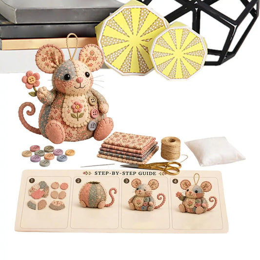 Patchwork Mouse DIY Sewing Kit – Floral Fabric Craft Set DIY Sewing Craft Kit Peaceful Pleasures Health and Wellness