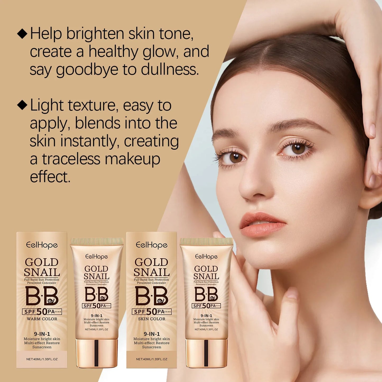 Gold Snail BB Cream SPF 50 – Tinted Moisturizer & Concealer