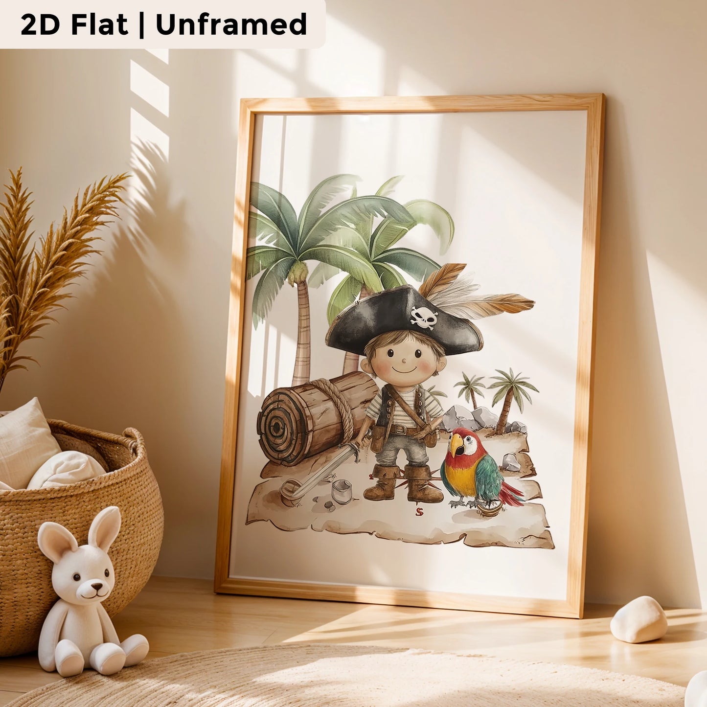 3-Piece Pirate Parrot Canvas Wall Art | Kids Room Decor Print