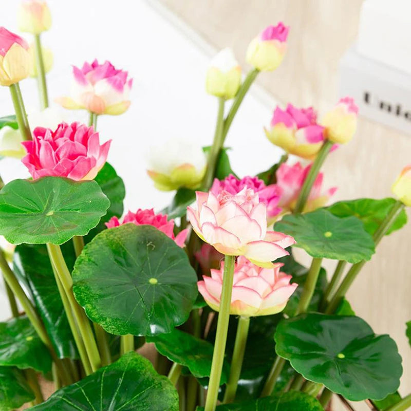 Artificial Silk Lotus Water Lily Flowers – Home Decor Bouquet
