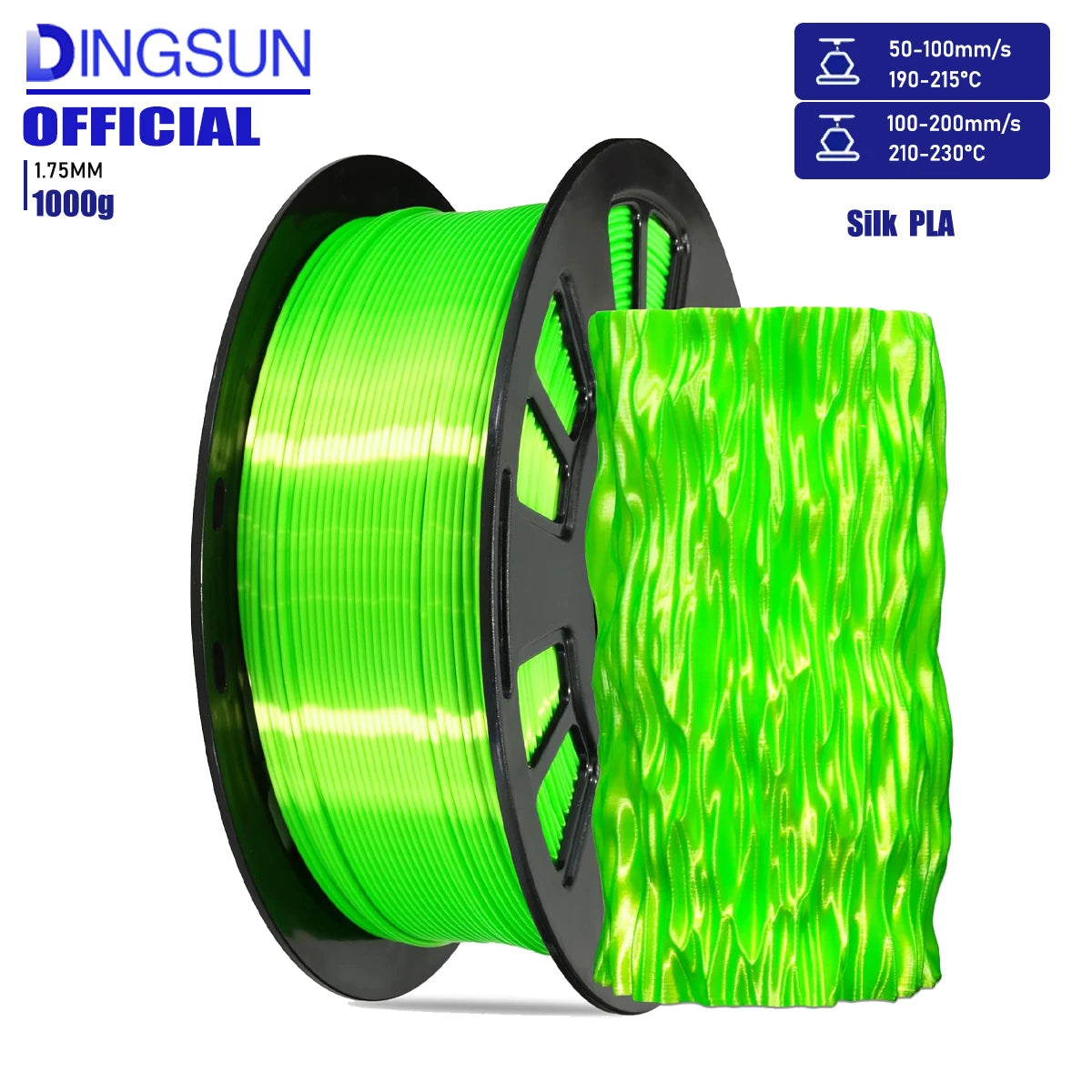 Silk PLA Filament 1.75mm | Metallic Shiny 3D Printer Filament 250g