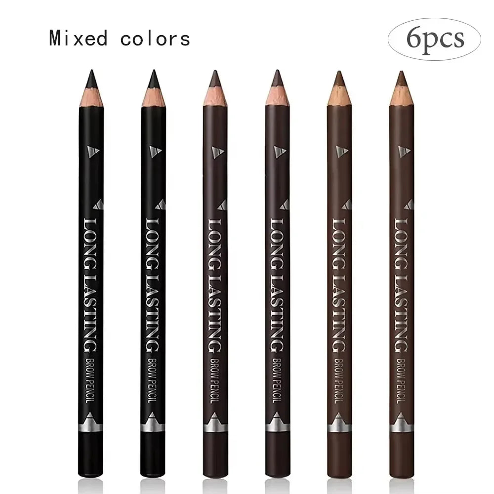 Waterproof Eyebrow Pencil Set 6/12 Pcs – Natural Black & Brown