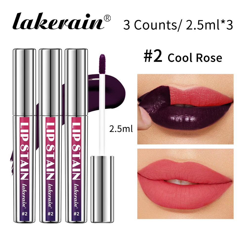 Lakerain 3pc Peel Off Lip Stain Set | Waterproof Long-Lasting Tint