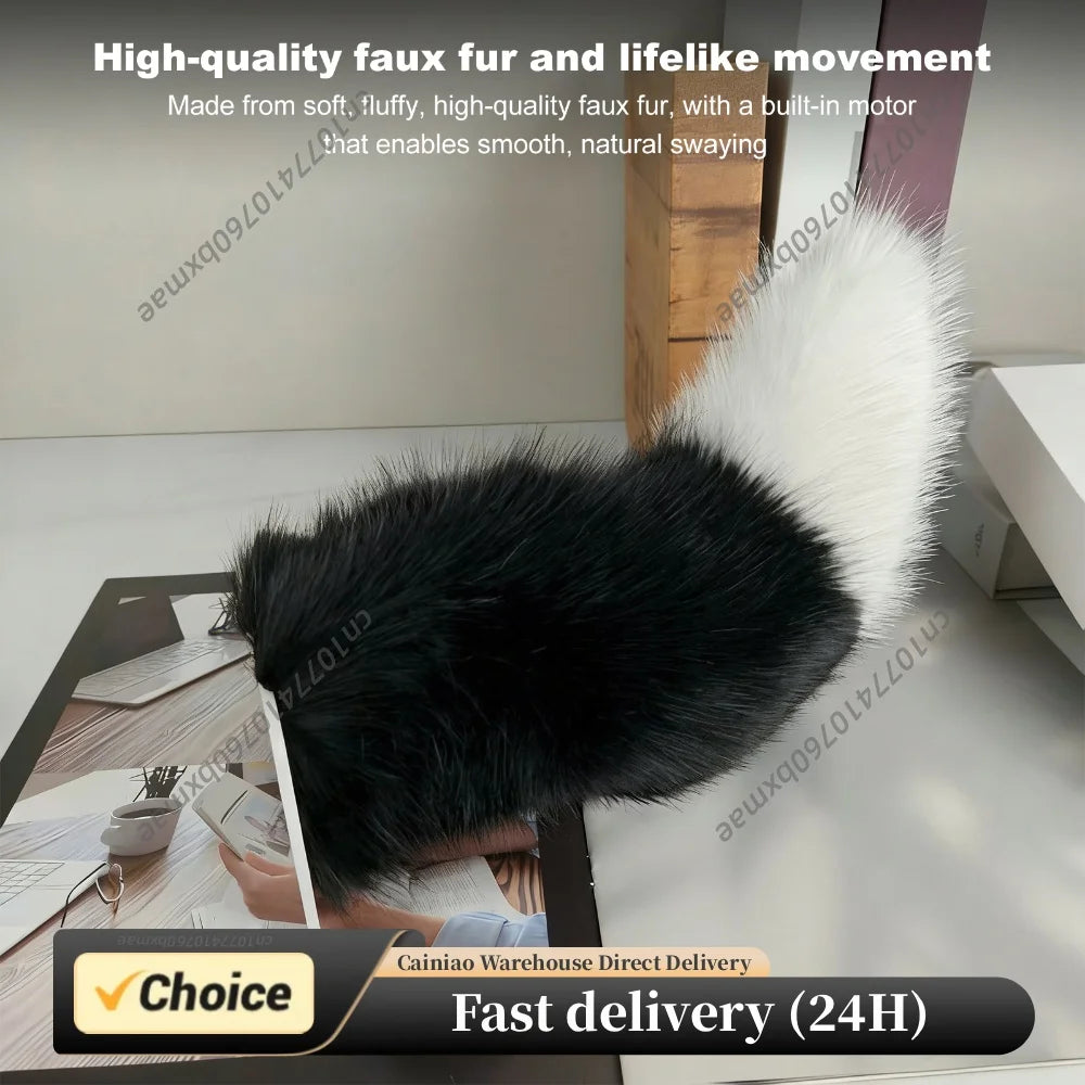 Electric Fluffy Tail For Car Decoration Sound/Remote Control Dynamic Plush Animal Tail With Buckle USB Rechargeable Accessory Peaceful Pleasures Health and Wellness