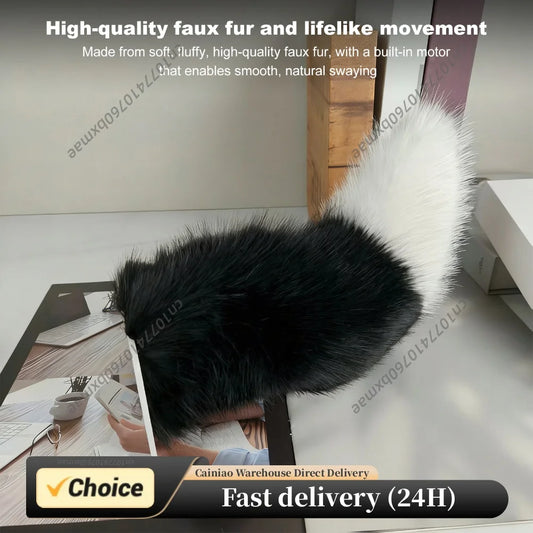 Electric Fluffy Tail For Car Decoration Sound/Remote Control Dynamic Plush Animal Tail With Buckle USB Rechargeable Accessory Peaceful Pleasures Health and Wellness
