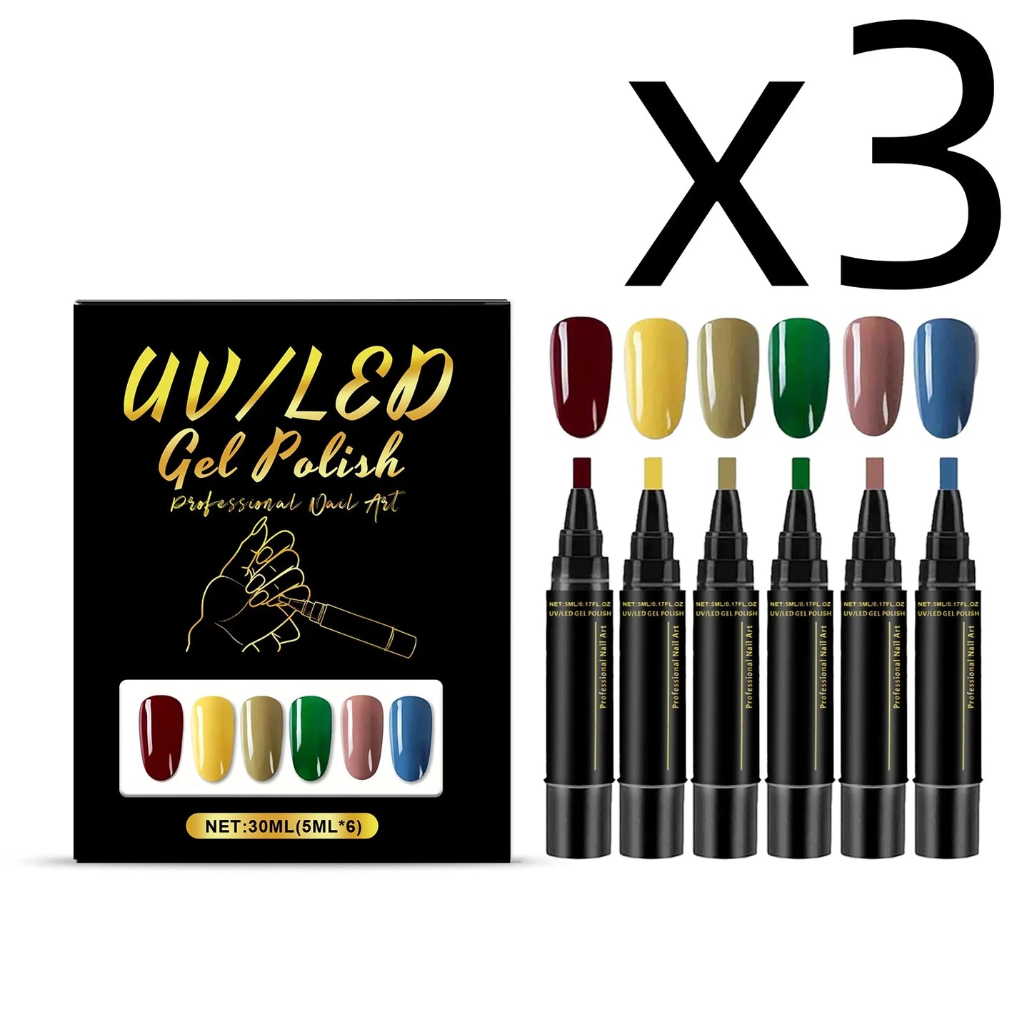 6 Color Nail Polish Pen Bright Color Smooth Drawing Quick Dry Long Wear Easy Grip Portable DIY Nail Creation Nail Art Pens Set Peaceful Pleasures Health and Wellness 6pcs Boxed X 3PCS