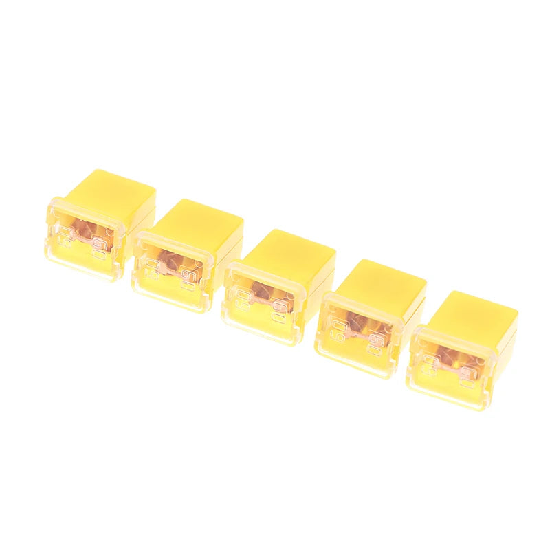 5pcs Mini Square Fuse Set 20A 30A 40A 50A 60A 70A 80A 90A Set Automotive Car Fuse With Plastic Box Assortment Auto Fuse Peaceful Pleasures Health and Wellness 60A