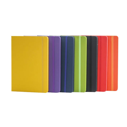 A5 Elastic Band Notebook 80 Sheets 160 Pages Matte PU Cover Lined Peaceful Pleasures Health and Wellness 6pcs