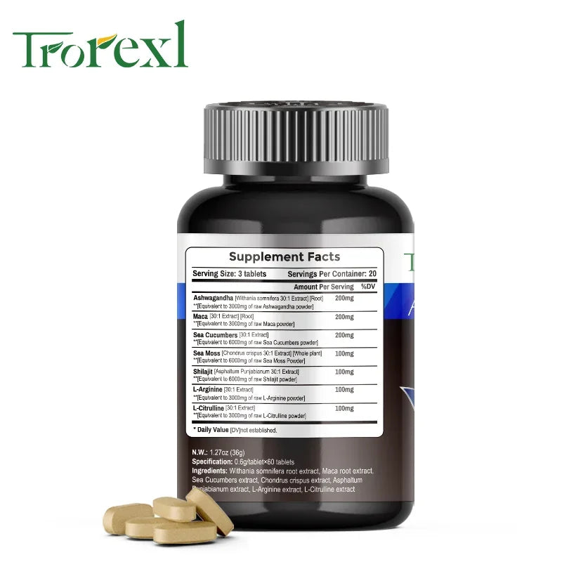 Organic Ashwagandha & Maca Pills, Supports Health Energizer Peaceful Pleasures Health and Wellness