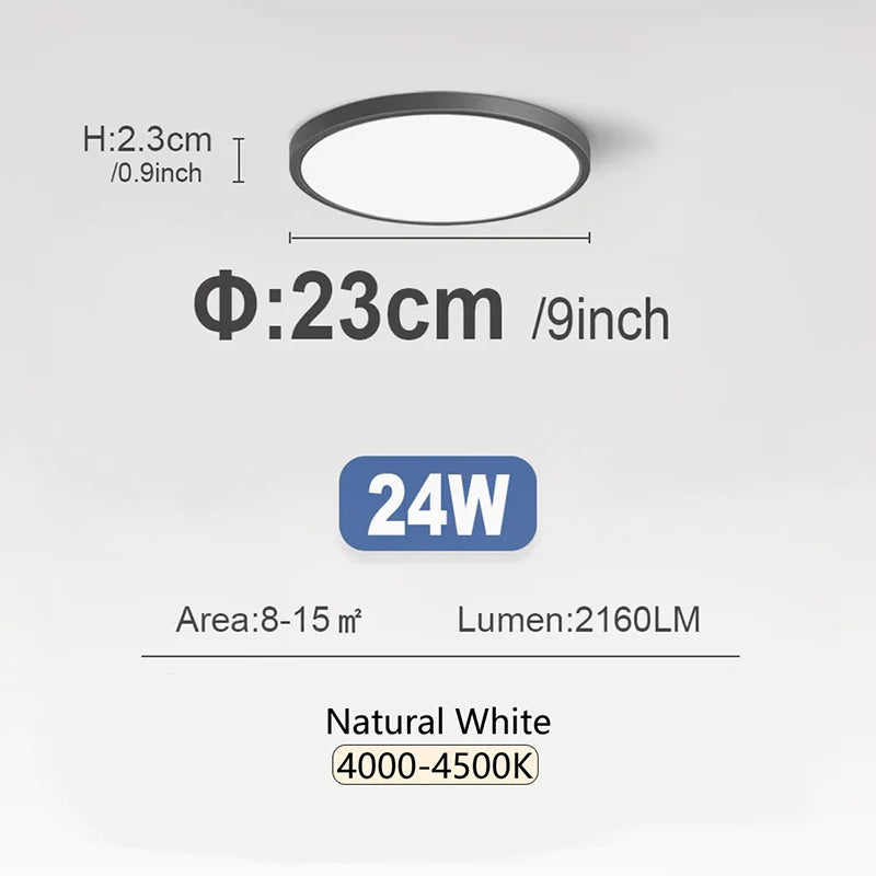 RUNTOIN 24W/28W Ultra-Thin Round LED Ceiling Light Panel