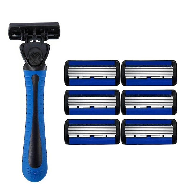 6-Layer Manual Safety Razor | Stainless Steel for Travel & Home