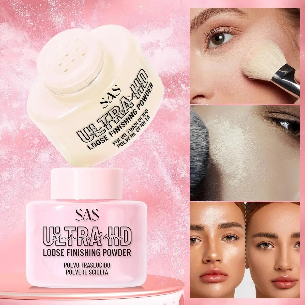 USHAS Matte Loose Setting Powder – Oil-Free, Pore-Blurring
