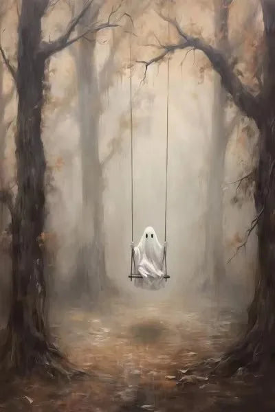 Halloween Ghost Forest Canvas Poster | Cute Wall Art Decor Canvas Wall Art Peaceful Pleasures Health and Wellness ZLH5137 40x50cm No Frame