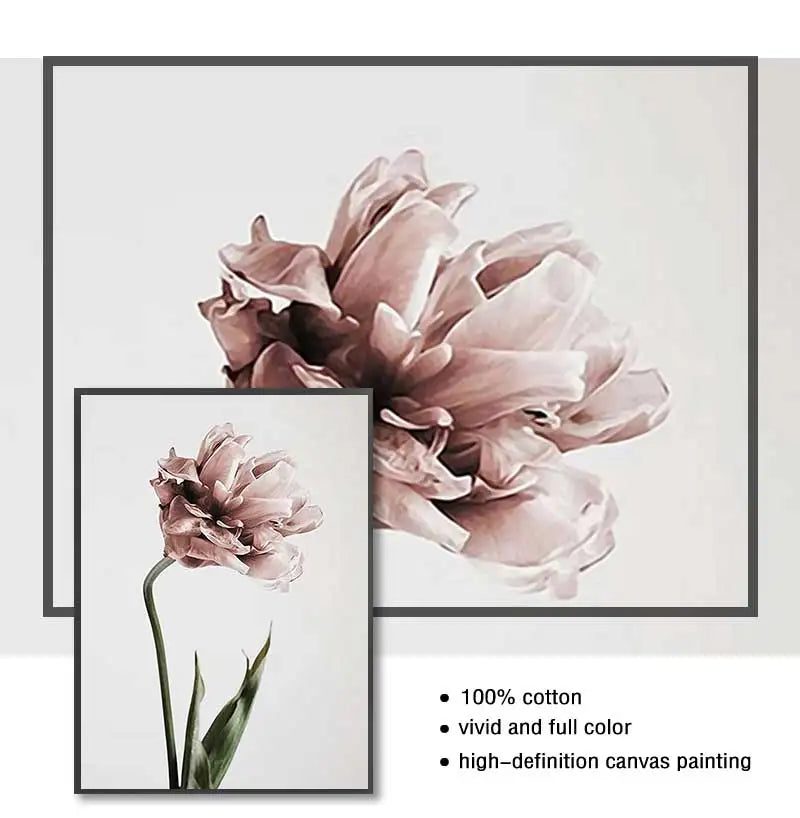 Nordic Tulip Flower Canvas Wall Art | Modern Living Room Print