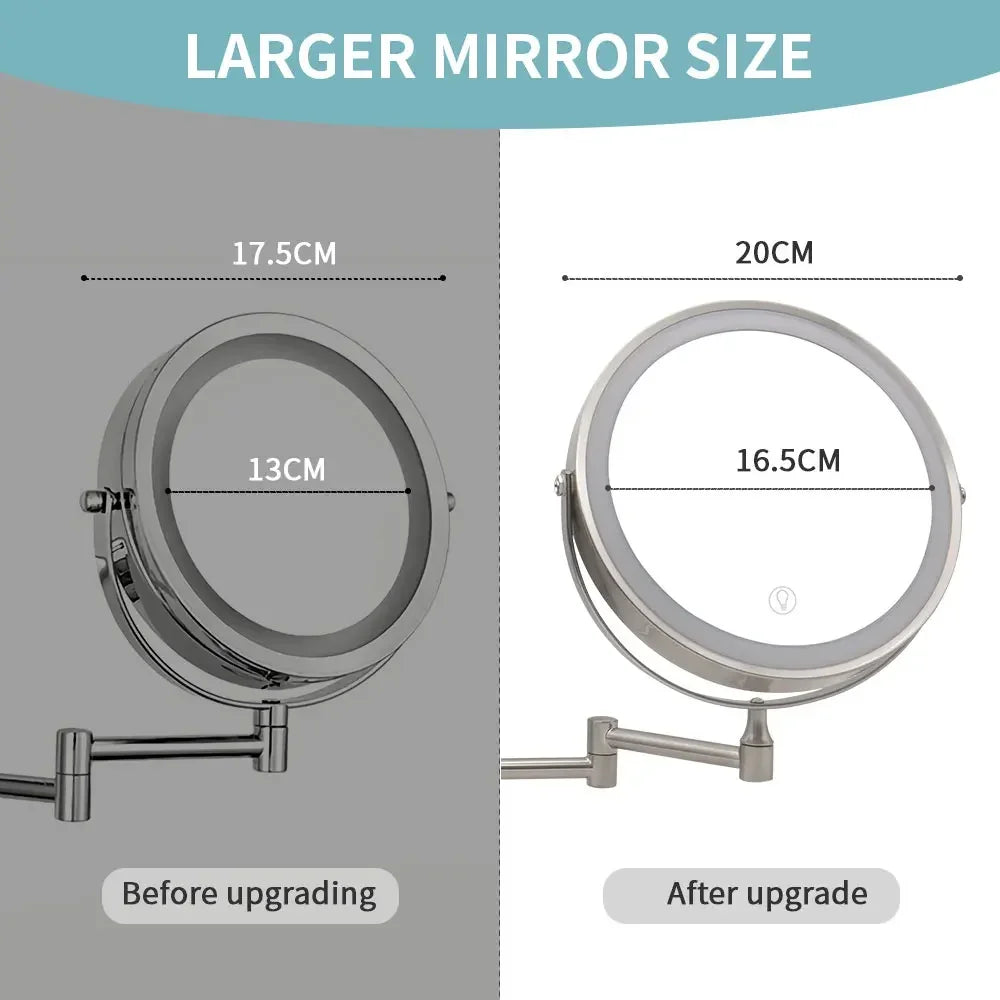 Wall Mounted LED Makeup Mirror 8" | 10x Magnifying Touch Dimmer