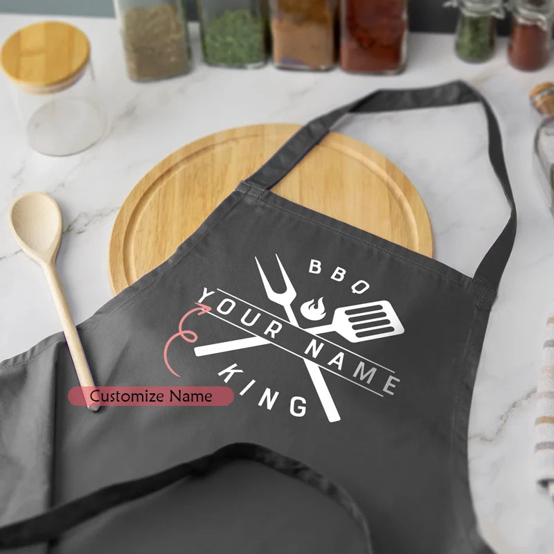Personalized King of the BBQ Black Apron | Custom Chef Gift