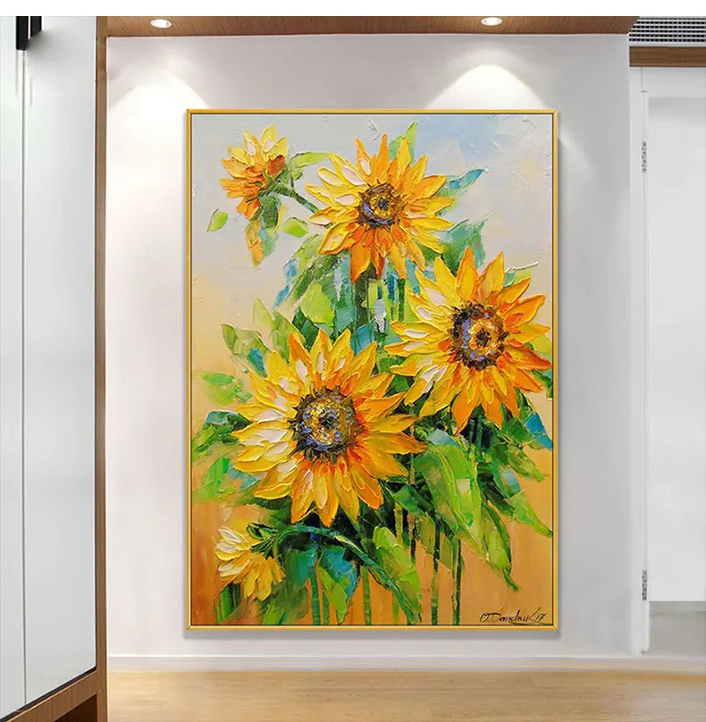 Hand Painted Acrylic Sunflower Canvas Art, Living Room, Bedroom, Corridor, Wall Decor, Modern Decoration, 50x70cm, 120x180cm Peaceful Pleasures Health and Wellness
