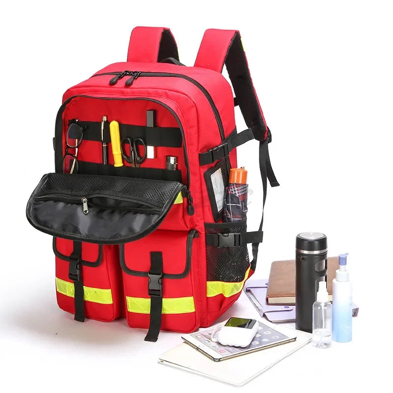 Large Capacity Waterproof First Aid Kit Forest Firefighting Backpack Flood Prevention and Rescue Kit Emergency Equipment Kit Peaceful Pleasures Health and Wellness