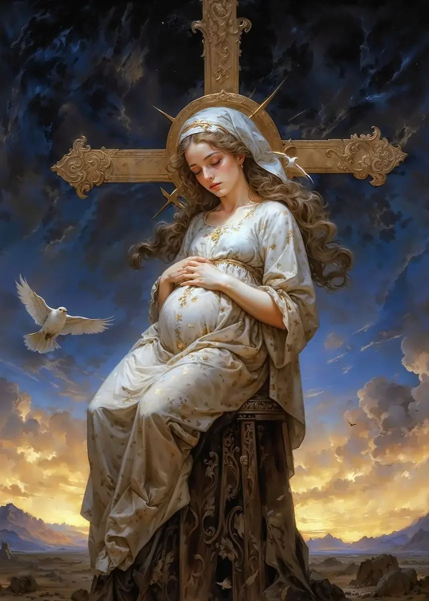 Virgin Mary Archangel Canvas Wall Art | Nordic Religious Decor