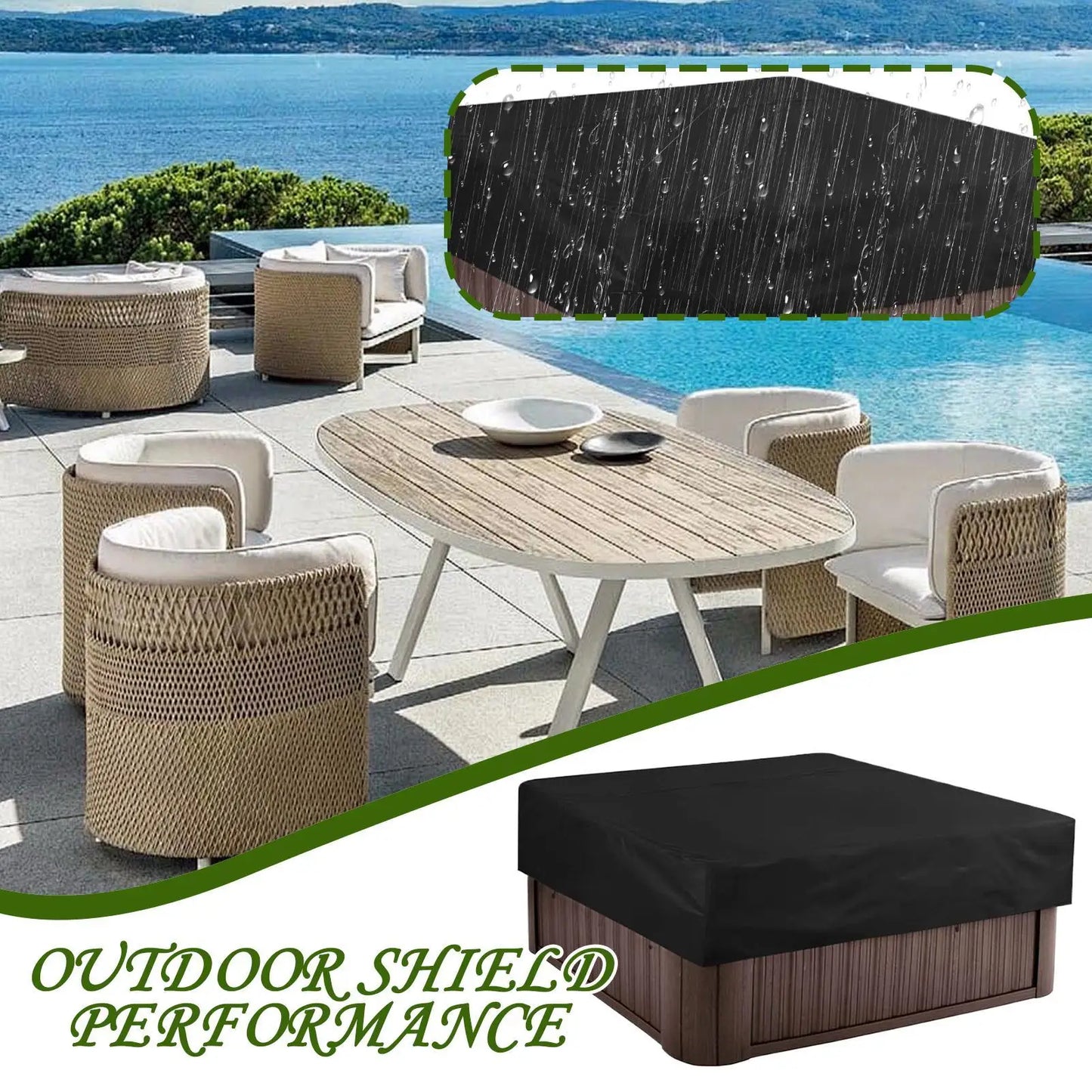 220x220x30cm Waterproof & UV Resistant Hot Tub Cover Protector Square Spa Cover Caps for Outdoor Garden Backyard Poolside Use Peaceful Pleasures Health and Wellness