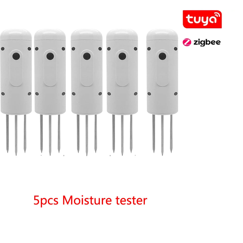 Tuya Zigbee Wireless Soil Intelligent Temperature Humidity Tester Mobilephone APP Real Time IP67 for Garden Farmland Planting Peaceful Pleasures Health and Wellness 5pcs Moisture Meter