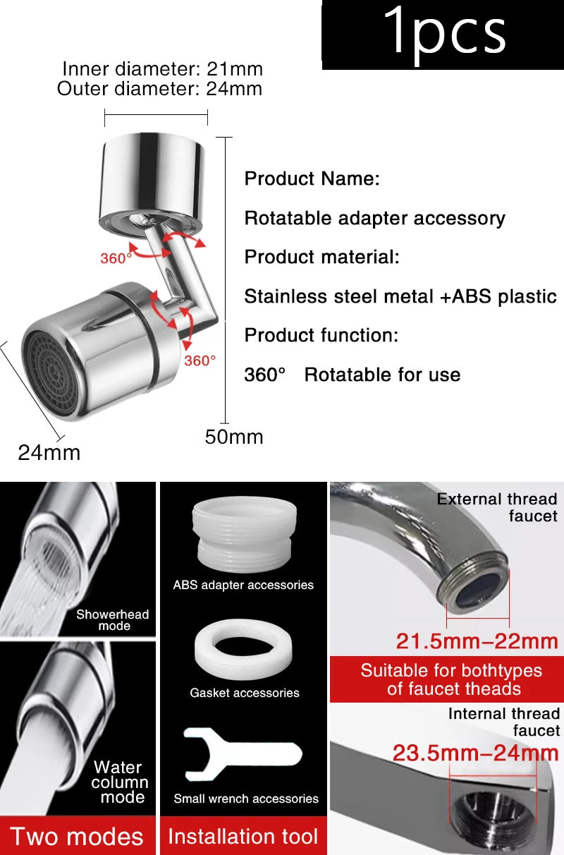 360° Swivel Faucet Aerator | Water-Saving Tap Spray Head