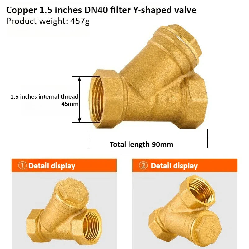 Brass Y-Strainer Filter Ball Valve BSP DN15–DN32 Internal Thread