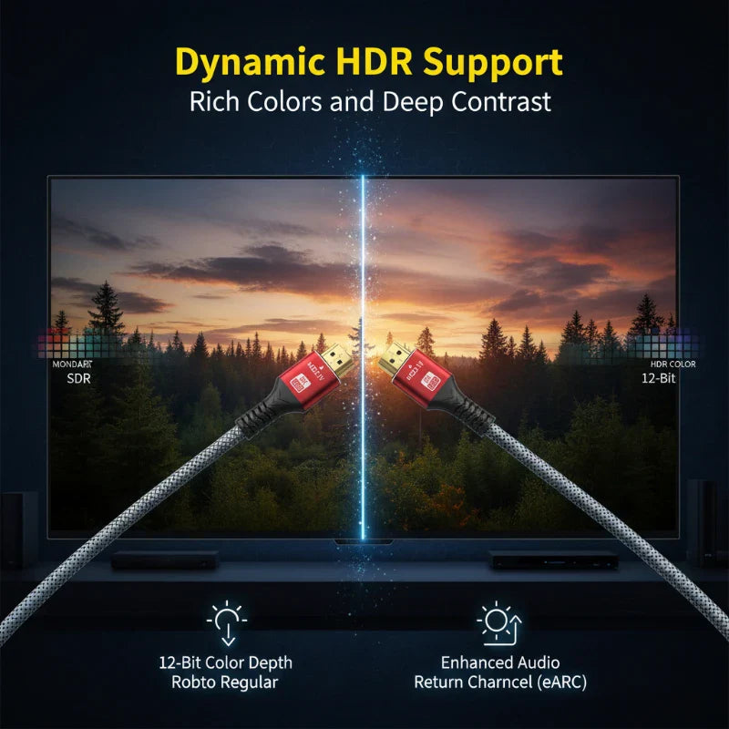 HDMI 2.1 Cable 8K 60Hz 48Gbps – 4K 120Hz HDR | 0.5m–2m