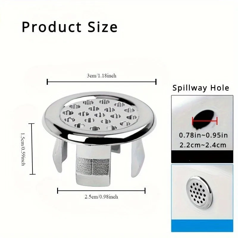 Chrome Basin Overflow Cover Ring | ABS Drain Cap Replacement