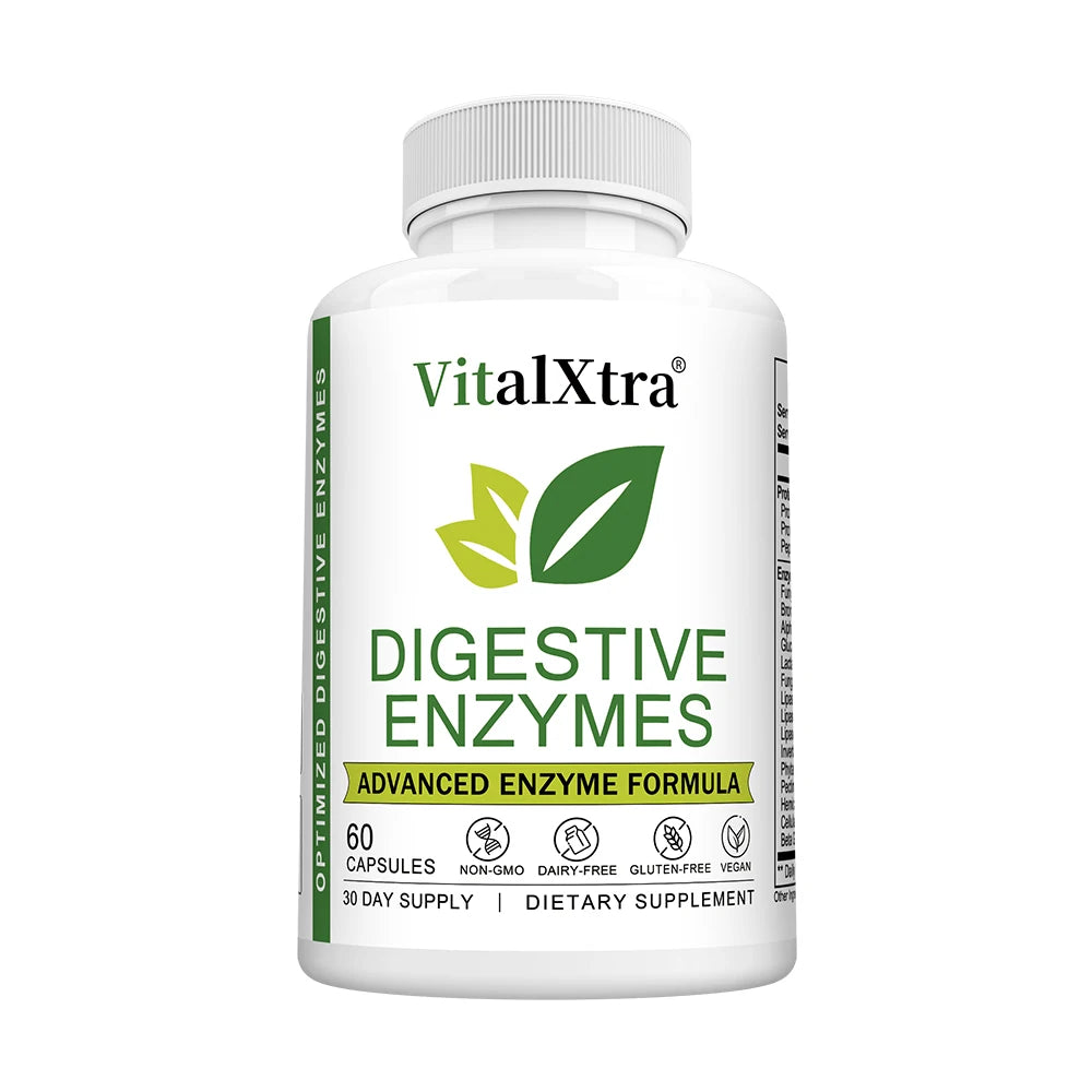 Digestive Enzymes Capsules - Most Essential Digestive Enzymes (Amylase, Lipase, Bromelain, Lactase, Cellulase, Invertase) Peaceful Pleasures Health and Wellness 60 count-1bottle