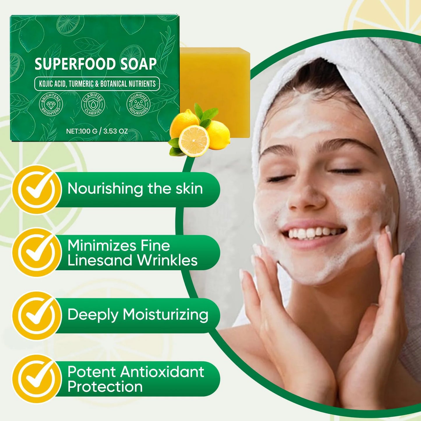 Turmeric Brightening Soap Bar – Kojic Acid, Dark Spot Cleanser
