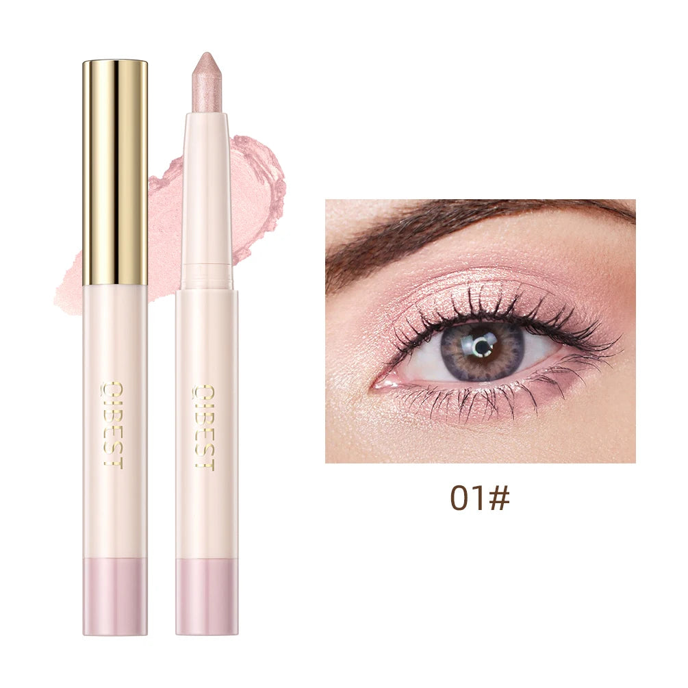 QIBEST Pearlescent Eyeshadow Stick Long Lasting Glitter Shimmer Nude Eye Shadow Pencil Makeup Highlighter Brighten Cosmetics Peaceful Pleasures Health and Wellness 01