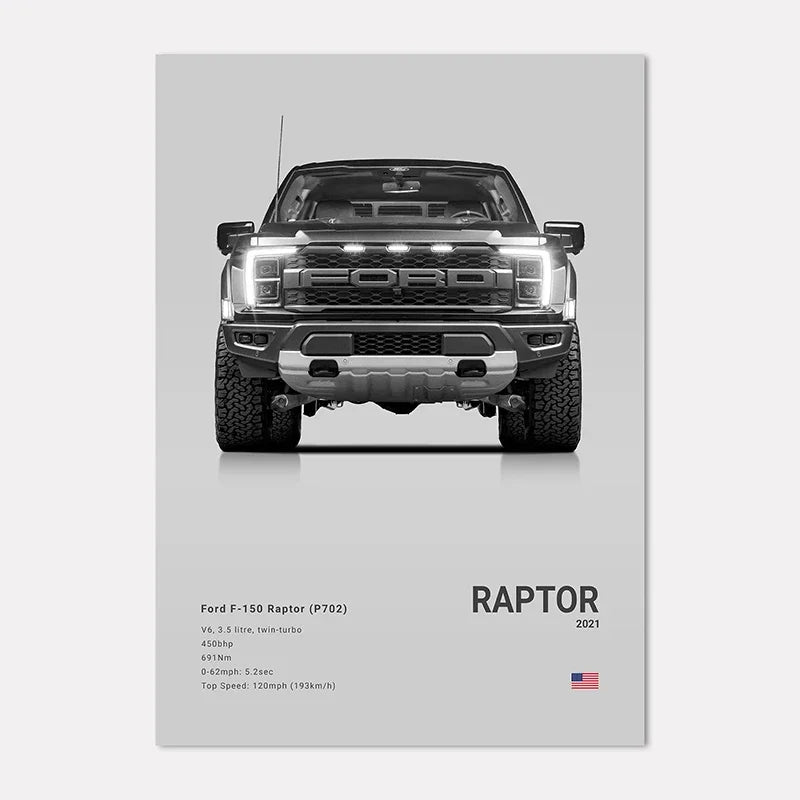 Famous Cars GT Canvas Wall Art Print Poster – Unframed Decor
