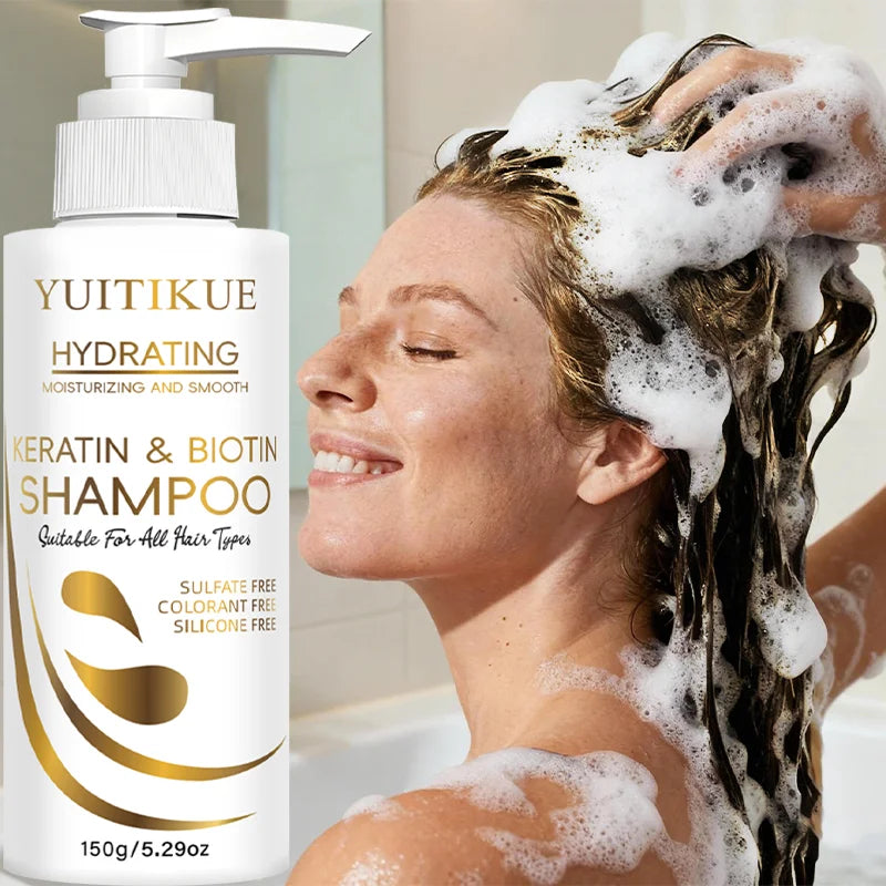 YUITIKUE Keratin & Biotin Shampoo – Smooth, Glossy Hair Keratin Biotin Shampoo Peaceful Pleasures Health and Wellness