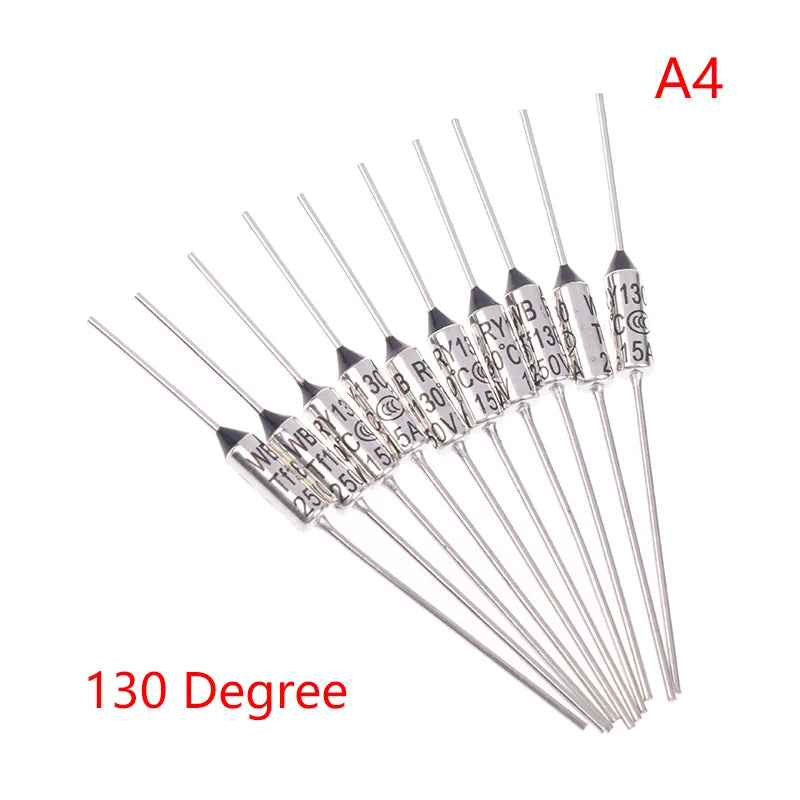 10Pcs TF Thermal Fuse RY 15A 250VTemperature 121C 125C 128C 130C 135C 140C 145C 150C 155C 160C 165C 167C 175C 180C 185C 192C Peaceful Pleasures Health and Wellness 130 Degree