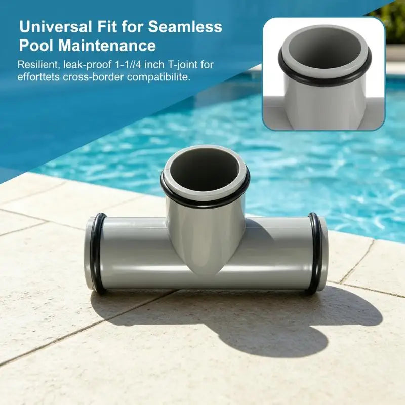 1.25" Pool Hose Tee Adapter PVC T-Joint with Rubber O-Rings