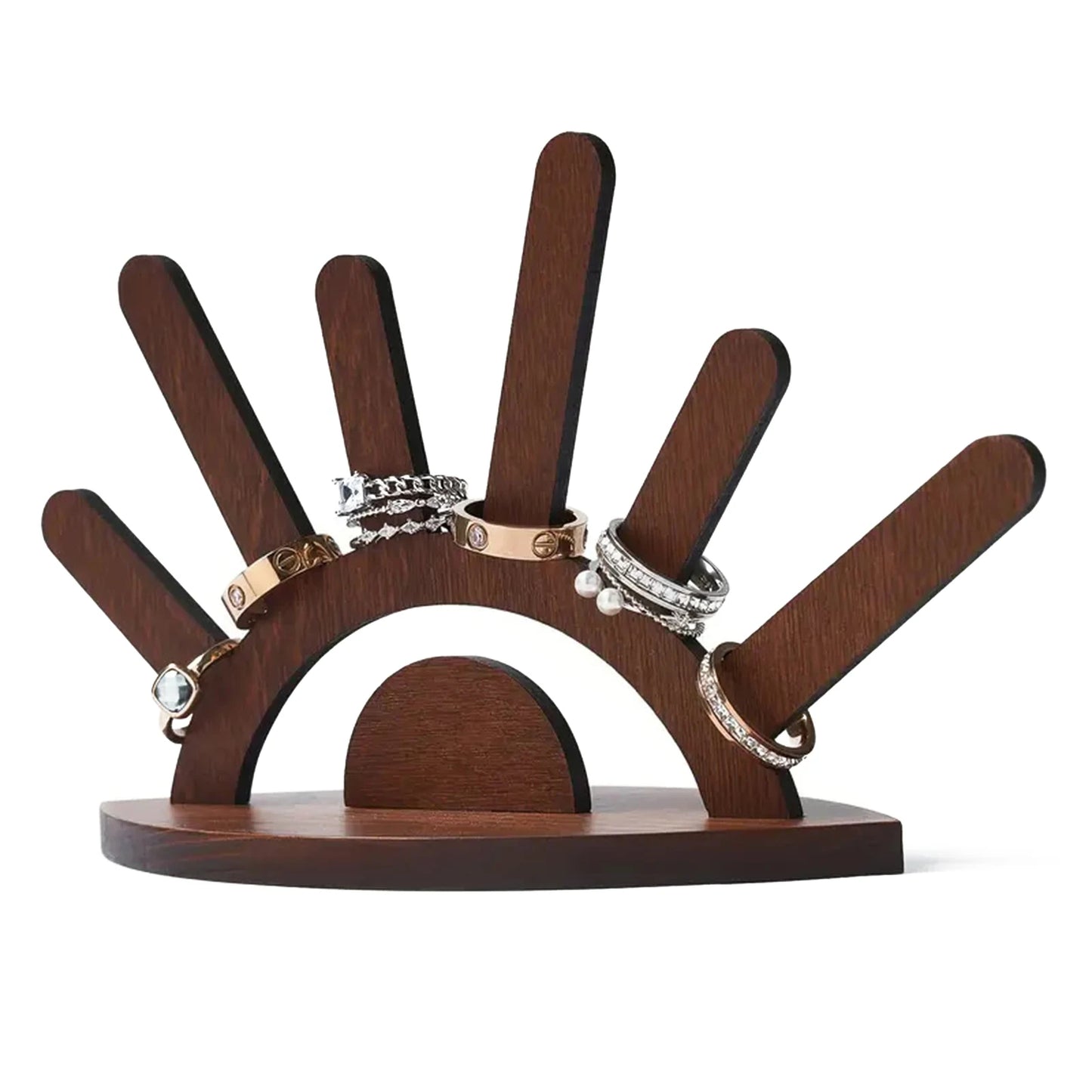 Creative Wooden Jewelry Display Stand Rings Holder Handcrafted Organizer for Necklaces Earrings Home Decor Gift Peaceful Pleasures Health and Wellness