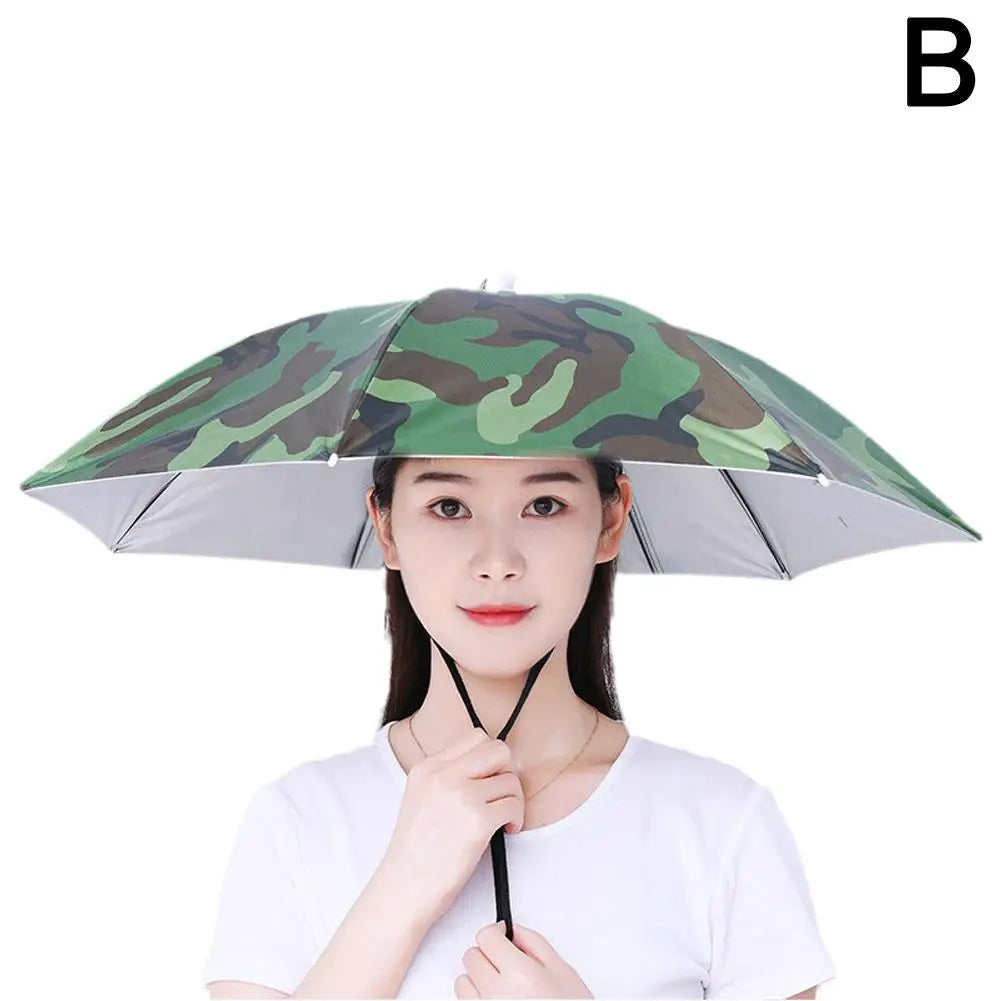 69cm Large Size Umbrella Hat UV Protection Hands Free Headwear Fishing Rainbow Advertising Cap For Outdoor Stall Hiking Outdoors Peaceful Pleasures Health and Wellness camo