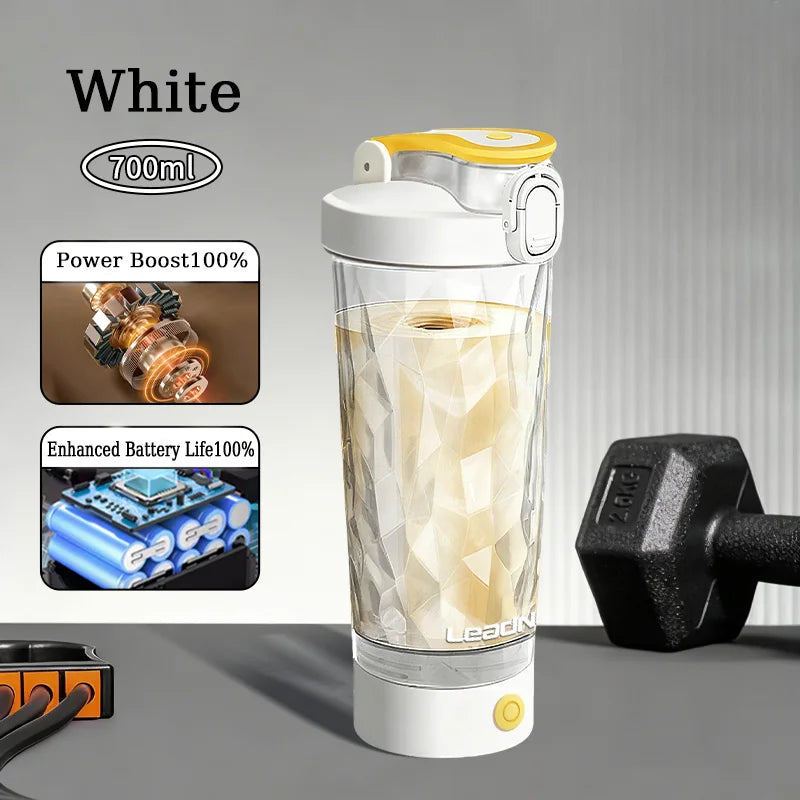 Portable Blenders Cup 700ml Rechargeable Electric Mixing Cup Protein Powder Shaker Cup for Sports Travel Home Milk Coffee Mixer Peaceful Pleasures Health and Wellness White 700ml