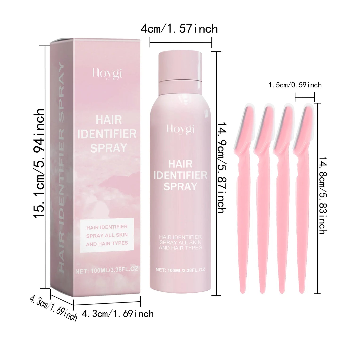 Hair Removal Spray Set for Gentle Facial Hair Care, 100ML Facial Hair Recognition Spray, 4 Eyebrow Trimmers for Smooth Skin Peaceful Pleasures Health and Wellness