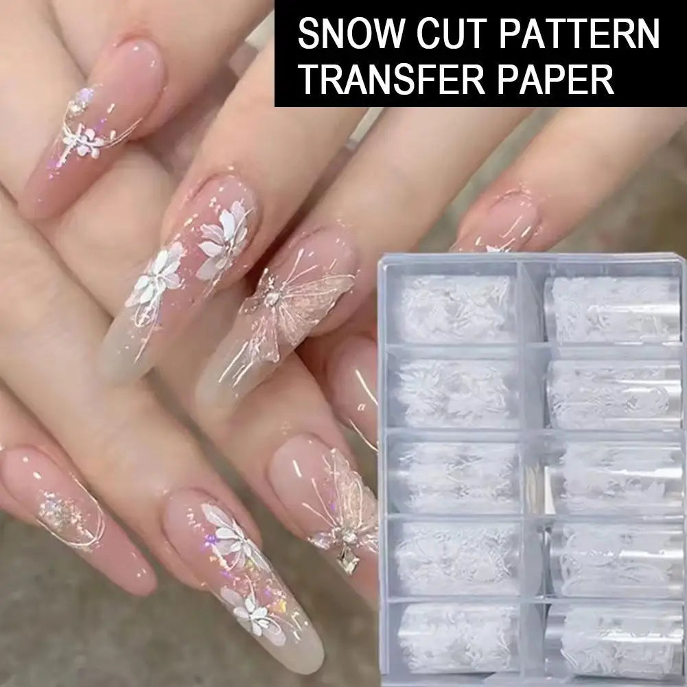 10Roll/Box Plaid/Flower Nail Foil Transfer Stickers for Nail Art Self-Adhesive Nail Decals Foil Paper Decals Nail Supplies Decor Peaceful Pleasures Health and Wellness