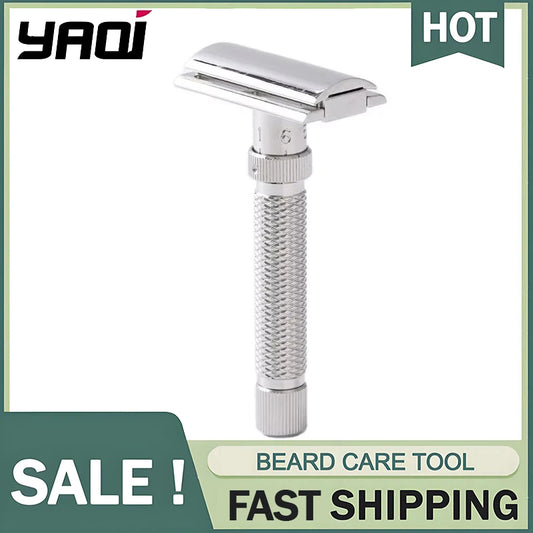 Yaqi Ultima Stainless Steel Adjustable Mens Safety Razor 77mm Stainless Steel Handle Provide Comfortable Non-Slip Grip For Male Peaceful Pleasures Health and Wellness