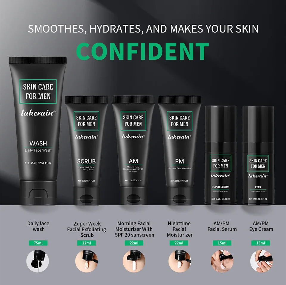 Men's 3-in-1 Skin Care Kit: Face Wash, Moisturizer & Eye Cream