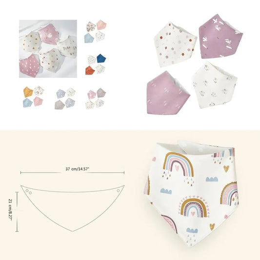 Baby Bandana Bibs 4-Pack | Waterproof Cotton Drool Bibs Baby Drool Bibs Peaceful Pleasures Health and Wellness
