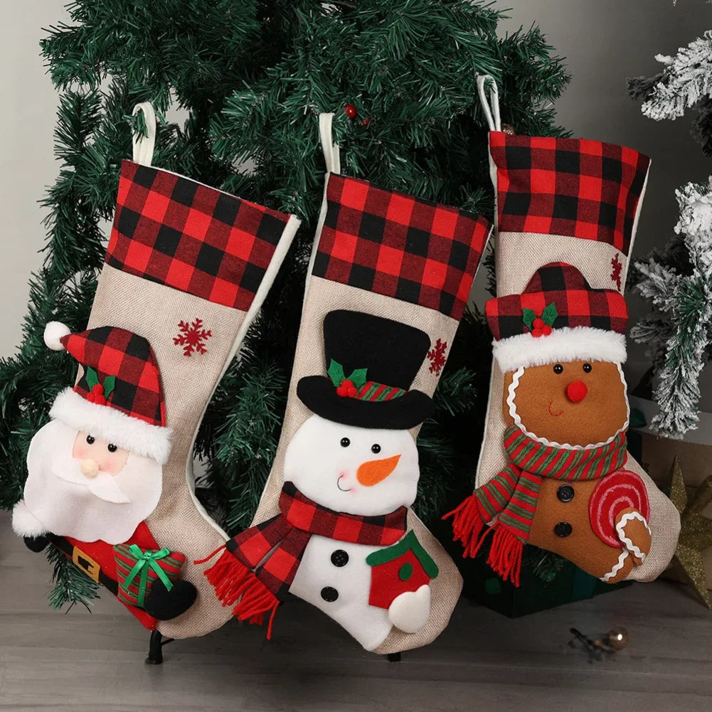 3D Plush Christmas Stockings – Santa, Snowman & Holiday Characters